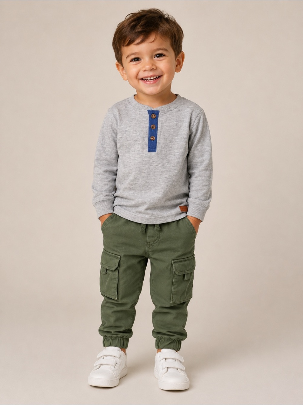 7 For All Mankind Boy's 2-piece Cargo Pant and Long Sleeve Set